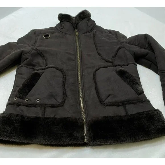Women's Suede Presidio Hot Chocolate Fur Lined Jacket B by Burton S - Picture 4 of 10
